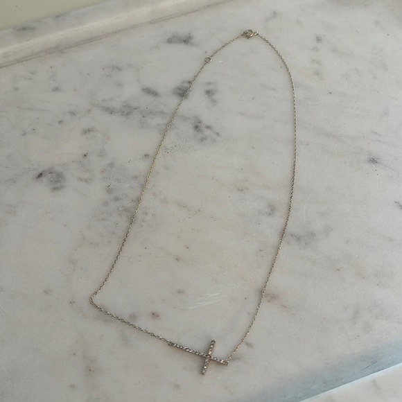 Blue Ruby Dainty Cross Necklace - Picture 6 of 10